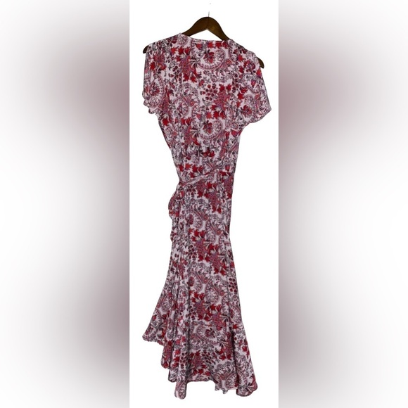 Gigi Parker Floral Midi‎ Wrap Dress Prairie Cottagecore Feminine Women L Boho - Picture 2 of 10